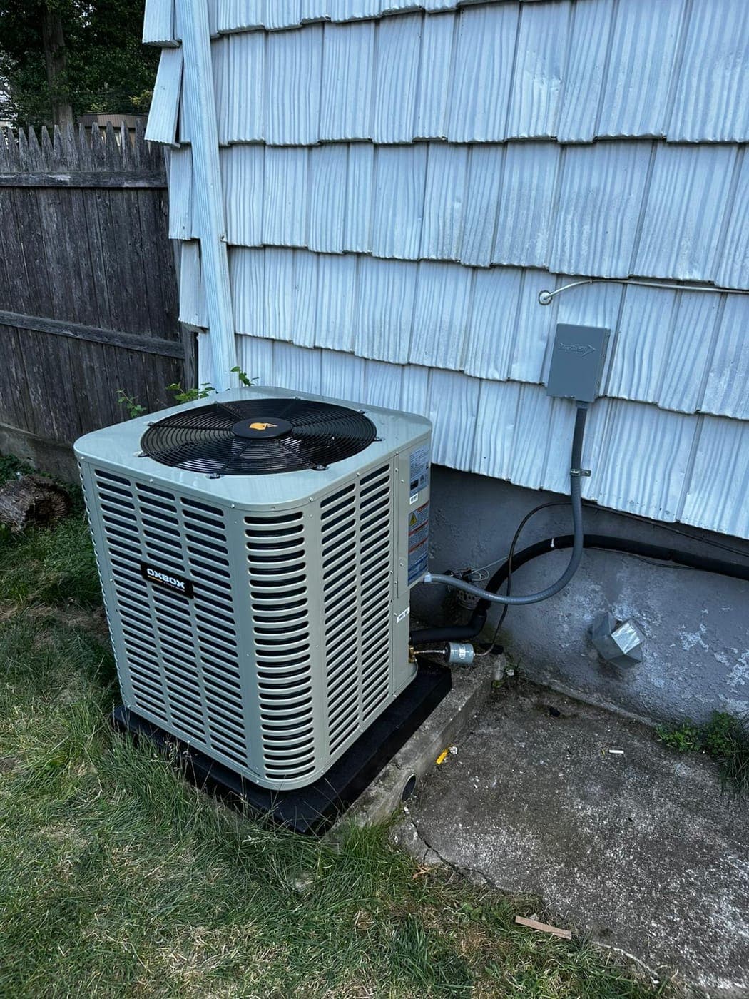 New AC condenser installed by Master's Plumbing