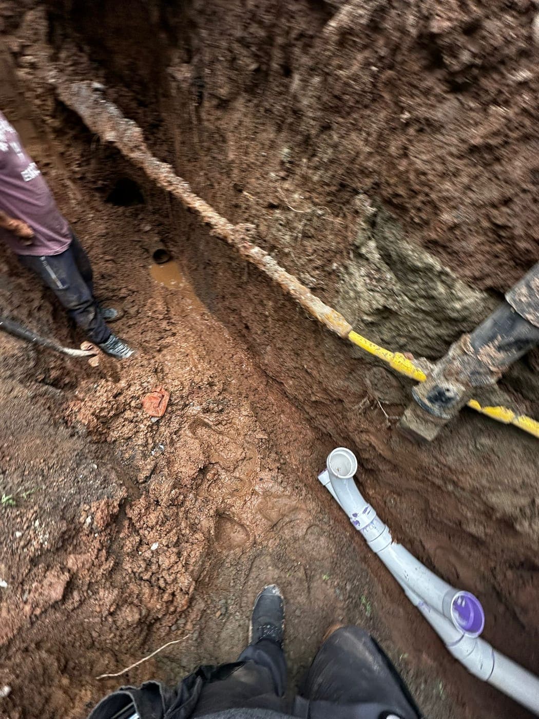 New sewer line in an open trench